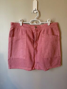 Madewell Pink Denim Skirt with Front Pocket Detail